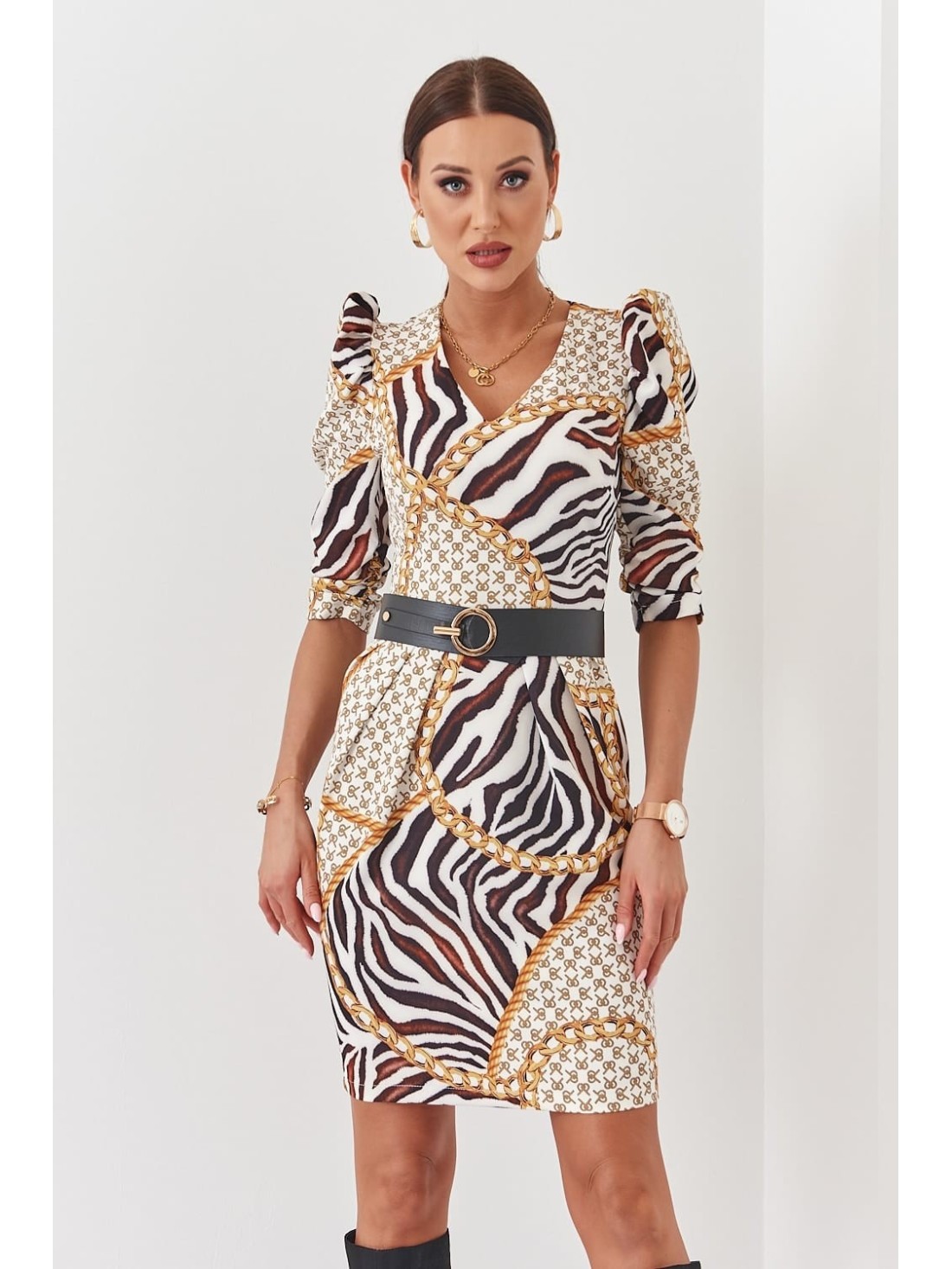 Rochie animal print bauble, crem, 03008 - Magazin online - Boutique